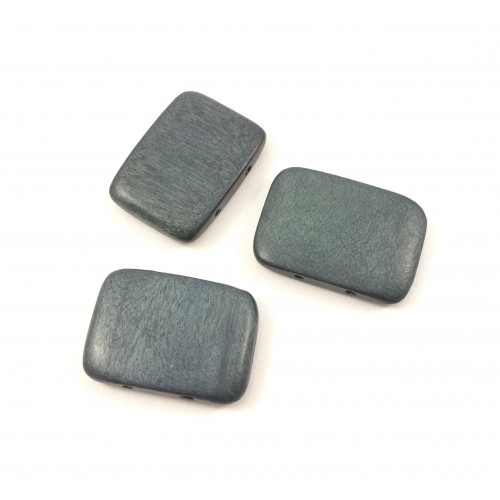 Grey double-drilled flat rectangle 30x20 mm wood beads*